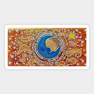 Man in the Moon Bringing Stars to the Sun Sticker